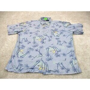 Polo Ralph Lauren Shirt Men XL Clayton Blue Hawaiian Loop Collar Camp Button Up*
